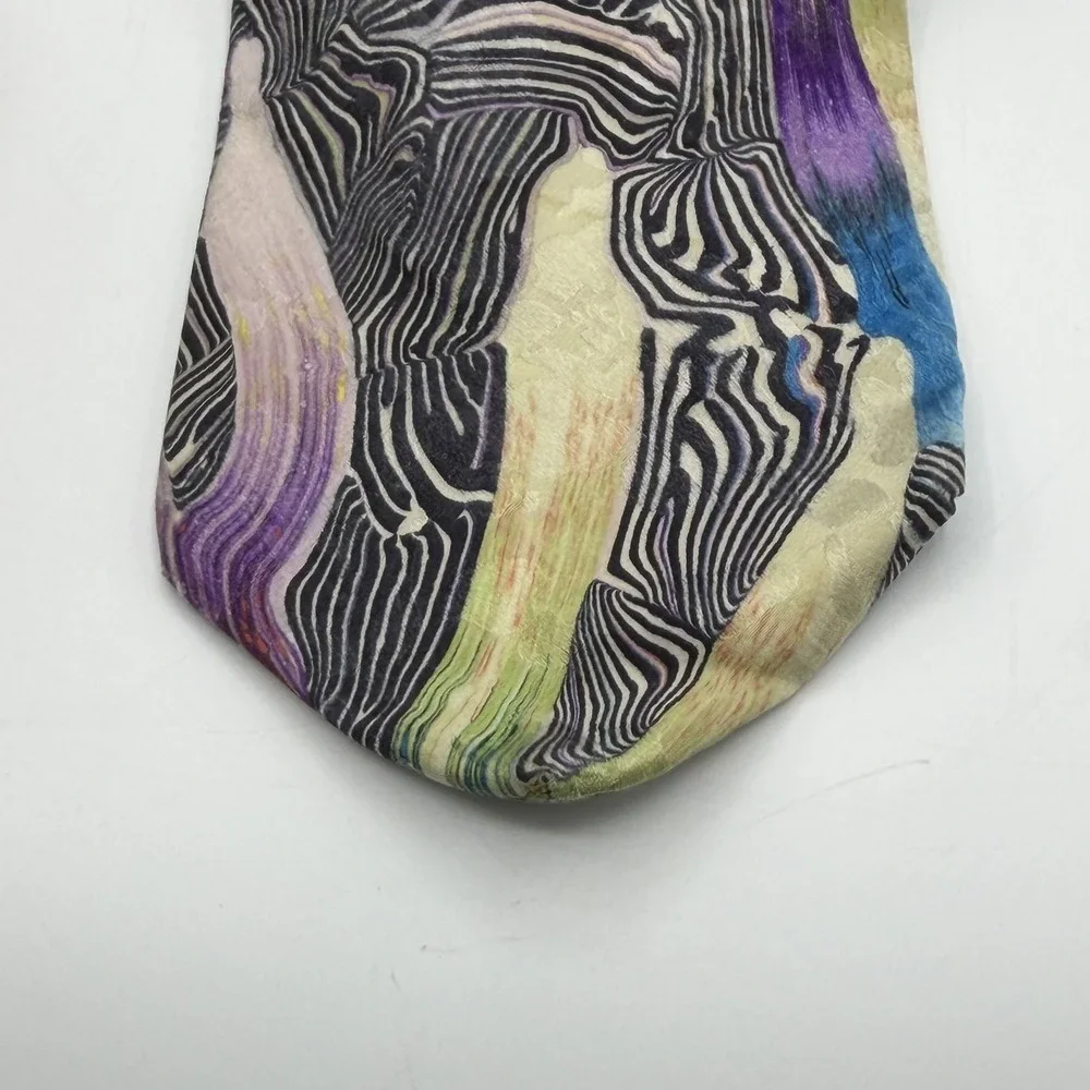 Brioni Men's 100% Silk Tie Multicolor Abstract Swirl Print Necktie Made In Italy